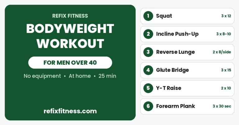 Bodyweight workout for men over 40 at home: 6 no-equipment moves in about 25 minutes